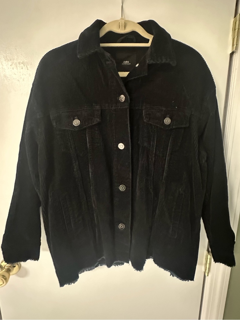 Zara Black Corduroy Oversized Trucker Jacket